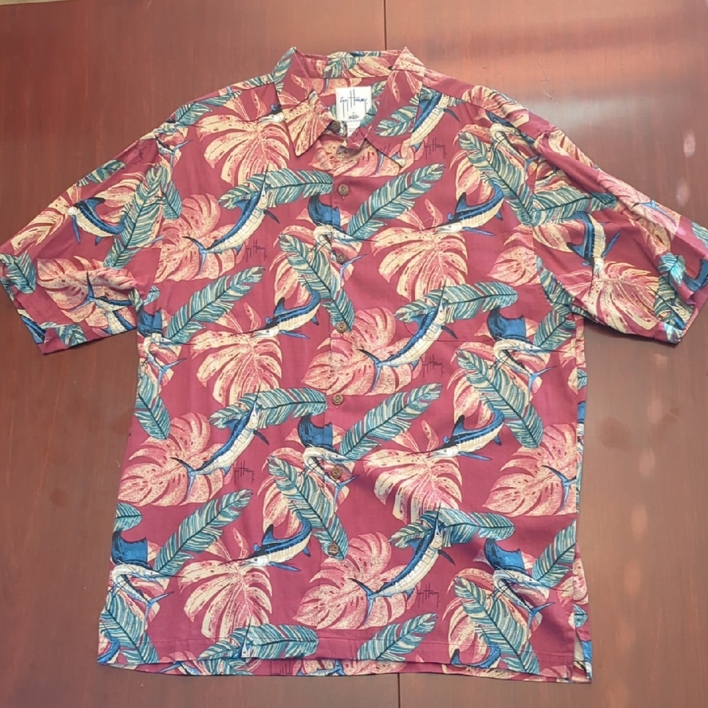 Tommy Bahama Red and Blue Casual Button Down Shirt